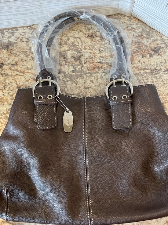 Tignanello Handbags - Tignanello New Brown Leather Shoulder Bag Purse Buckle Straps Magnetic Clasp